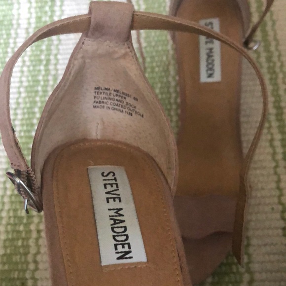 Steve Madden Melina Tan Sandal Stap Scalloped Block Heel Size 8 - Picture 7 of 8